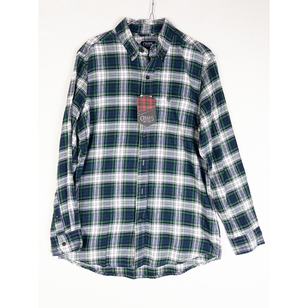 NWT Chaps Shirt Mens M Plaid Button Down Cotton‎ Casual Outdoor